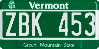 VT license plate ZBK453