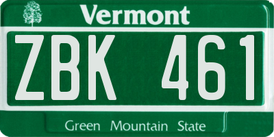 VT license plate ZBK461