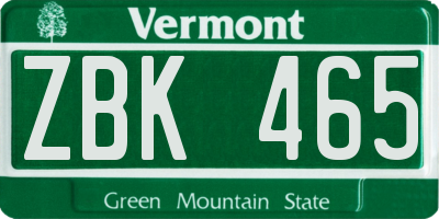 VT license plate ZBK465