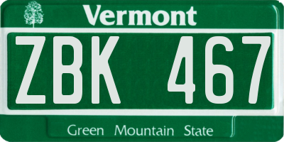 VT license plate ZBK467