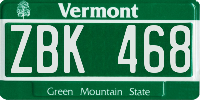 VT license plate ZBK468