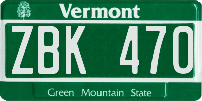 VT license plate ZBK470