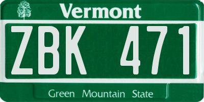 VT license plate ZBK471
