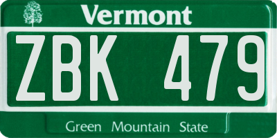 VT license plate ZBK479