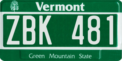 VT license plate ZBK481
