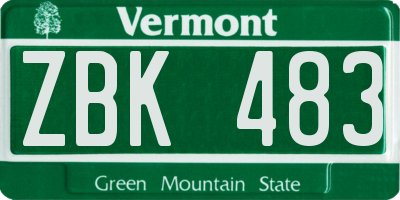VT license plate ZBK483