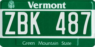 VT license plate ZBK487