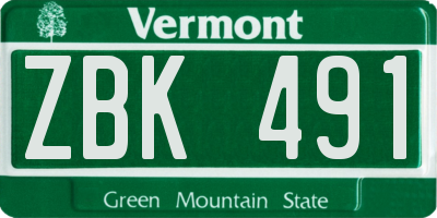VT license plate ZBK491
