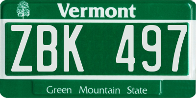 VT license plate ZBK497