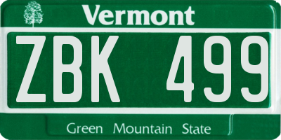 VT license plate ZBK499