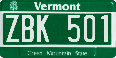 VT license plate ZBK501