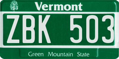VT license plate ZBK503