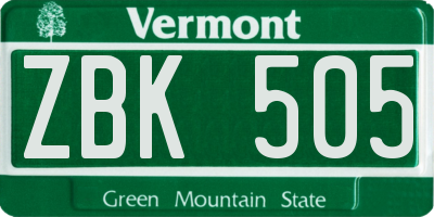 VT license plate ZBK505