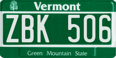 VT license plate ZBK506