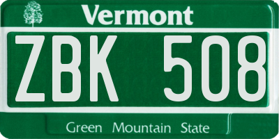 VT license plate ZBK508