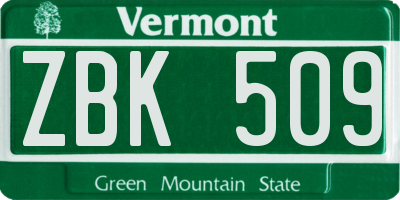 VT license plate ZBK509