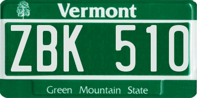 VT license plate ZBK510