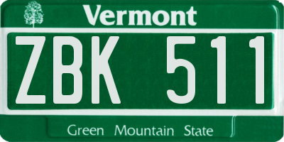 VT license plate ZBK511