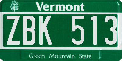 VT license plate ZBK513