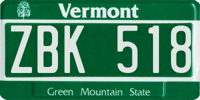 VT license plate ZBK518