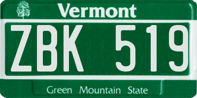 VT license plate ZBK519