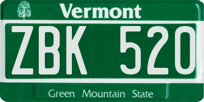 VT license plate ZBK520