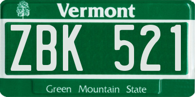 VT license plate ZBK521