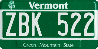 VT license plate ZBK522