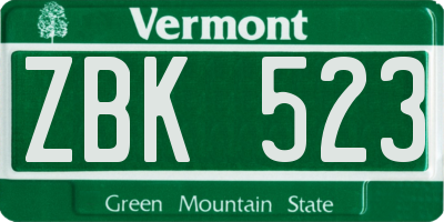 VT license plate ZBK523