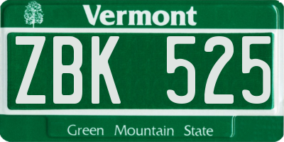 VT license plate ZBK525
