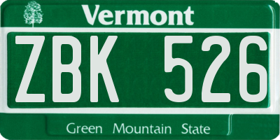 VT license plate ZBK526