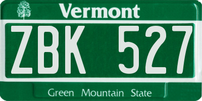 VT license plate ZBK527