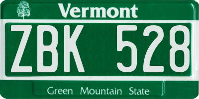 VT license plate ZBK528