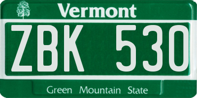 VT license plate ZBK530