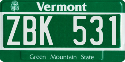 VT license plate ZBK531