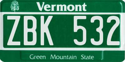 VT license plate ZBK532
