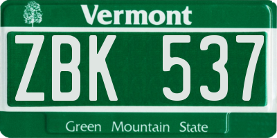 VT license plate ZBK537