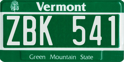 VT license plate ZBK541
