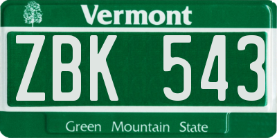 VT license plate ZBK543