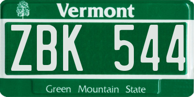 VT license plate ZBK544