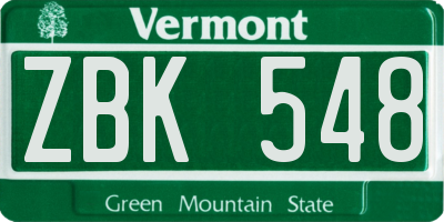 VT license plate ZBK548