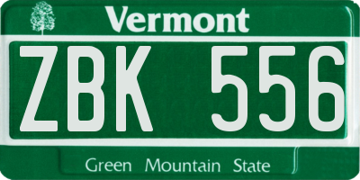 VT license plate ZBK556