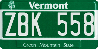 VT license plate ZBK558