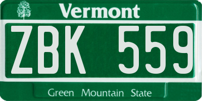 VT license plate ZBK559