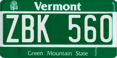 VT license plate ZBK560