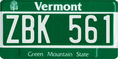 VT license plate ZBK561