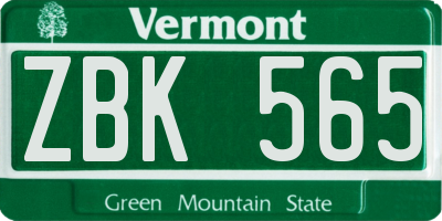 VT license plate ZBK565