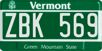 VT license plate ZBK569