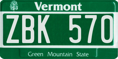 VT license plate ZBK570