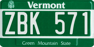 VT license plate ZBK571